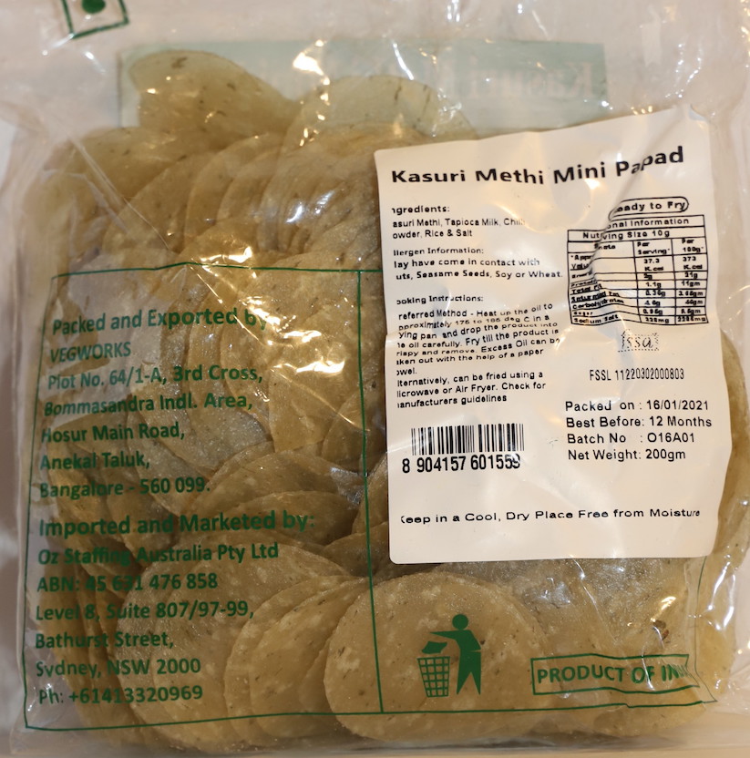 Kasuri Methi Mini Papad | Dried Fenugreek Leaves Mini Papad | Karla | Saviruchi Foods - Image 2